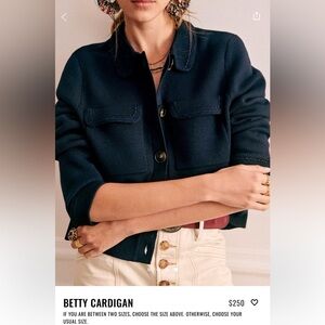 Sézane Navy Crochet Betty Cardigan Jacket